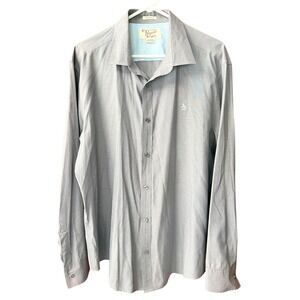 Original Penguin Mens Classic Fit Grey Long Sleeve Button Down Shirt XL Logo